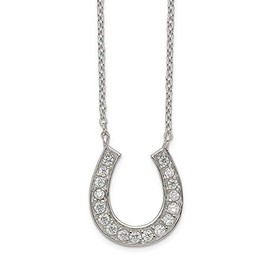 Sterling Silver Horseshoe 18 IN CZ Necklace