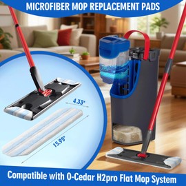 FURCIELOS 6 Pack Mop Replacement Pads Compatible with O-Cedar H2pro Flat Mop System, Machine Washable & Reusable Microfiber Mop Head Replacements for Hardwood Floor Cleaning