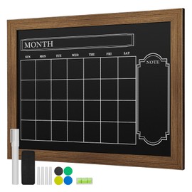 SHANTRA 24"x18" Chalk Board Calendar for Wall, Magnetic Solid Pine Wood Frame Wall Chalkboard, Calendar Chalkboard with Chalk Marker & Magnets, Hanging Wall Chalk Board for Office, School and Home