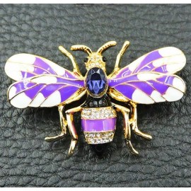 Betsey Johnson PURPLE Rhinestone Honey Bumble BEE Enamel Betsey Johnson Necklace Pendant Brooch