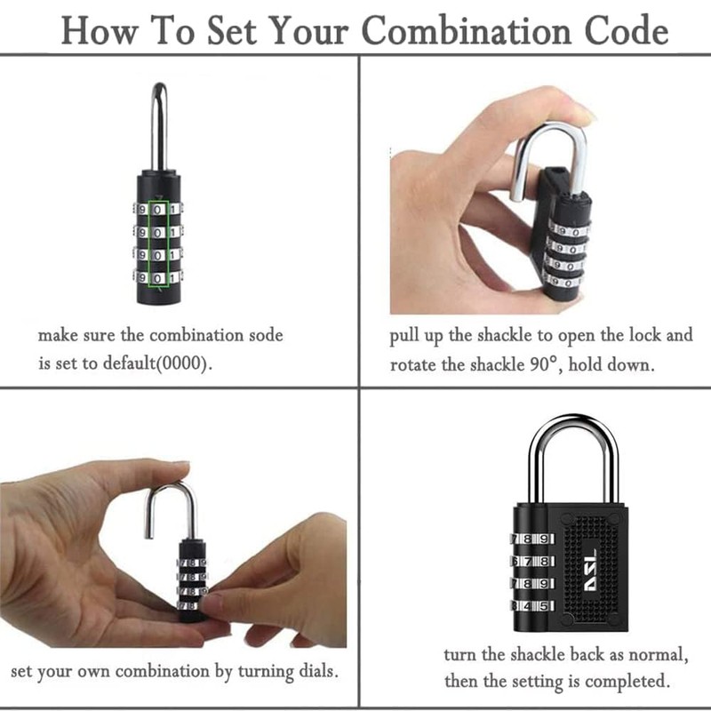 Combination Padlocks, DSL Pack of 2 Padlock with Code (4