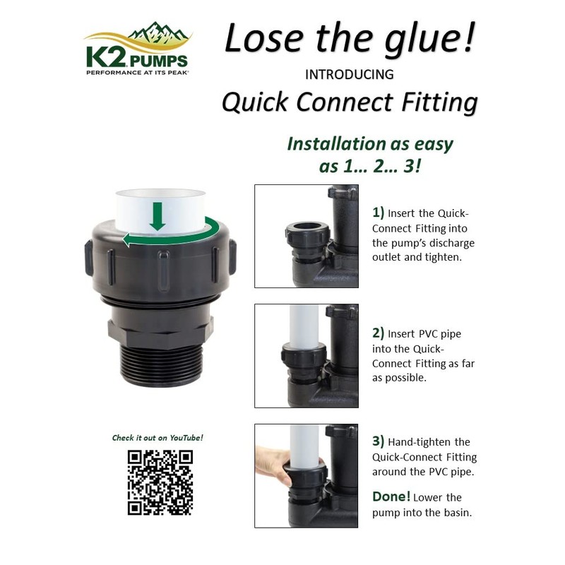 K2 Pumps 2" Quick-Connect Fitting, PVC Pipe, AQC200KE, No Color