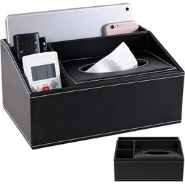 Funda para Caja de Pañuelos, Elegante de Caja de Pañuelos de Rectangular Piel PU con Organizador de Controles Remotos de 4 Colores para el Hogar