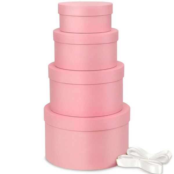 Round Gift Box Pink Gift Boxes with Lids for Presents