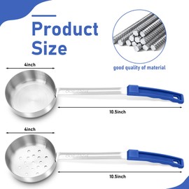 Teenyyou 8 Pcs Portion Control Serving Spoons Portion Scoops Cups Solid and Slotted Stainless Steel Ladle Spoon for Food, Serving Utensils Set for Parties (Dark Blue,8 oz)