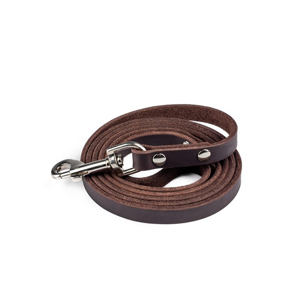 Mighty Paw Leather Dog Leash | 5 ft Leash Super Soft Distressed Real Genuine Leather- Premium Quality, Modern Stylish Lead. Perfect for Small, Medium and Large Pets Brown