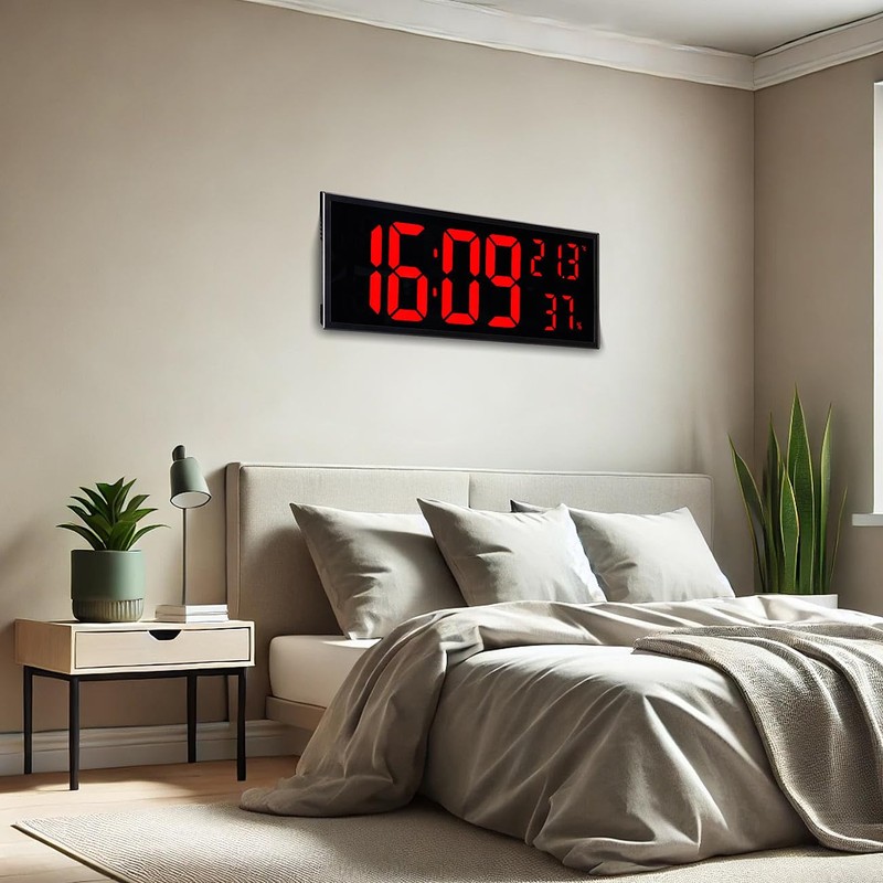 Lunartec Digital Wall Clocks: Set of 2 LED Wall &