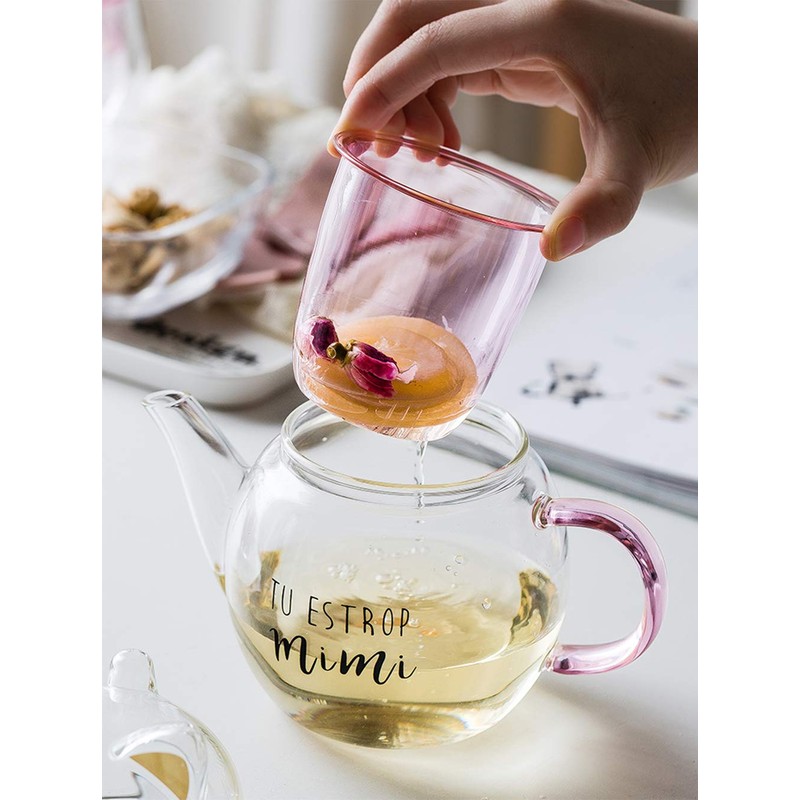 IwaiLoft IL-G1968 Handmade Heat Resistant Glass Tea Pot with Tea