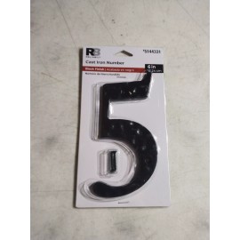 Reliabilt House Number RELIABILT 6" Cast Iron Number 5 ~ Black Finish #5144331