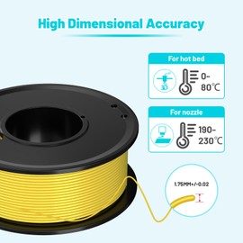PLA 1.75mm 3D Printer Filament - 5 Colors Black White Red Blue Yellow Printing Filament 1.75mm Dimensional Accuracy ±0.02mm Filled Filament Spools Vacuum Pack 250G X 5