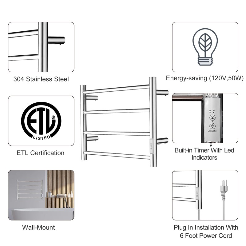 Premium Energy Efficient Warmth 4 Bar Wall Mounted Electric Heated