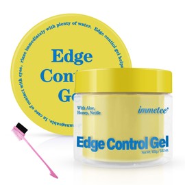 immetee Edge Control Gel with Brush, Hair Styling Gel Flyaway Hair Tamer, Edge Control Gel for Afro Hair.（100g,3.52 oz） (Yellow-Orange)