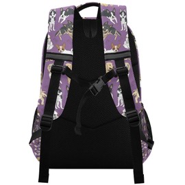 Dogs Purple Backpack for Boys Girls Lightweight Bookbag for Students Elementary School Laptop Daypack Rucksack for Teens Travel