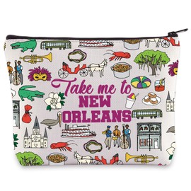 WZMPA New Orleans Louisiana Bolsa de cosméticos de viaje New Orleans Regalos de recuerdo de Nueva Orleans Bolsa con cierre Bolsa New Orleans City Merchandise, A Nueva Orleans