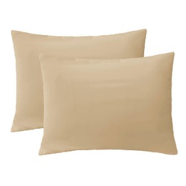 iMaylex Soft Brushed Microfiber Fabric Zipper Pillowcase, Cozy and Lightweight, Easy Care, Set of 2, Khaki, Standard, 20" x 26"