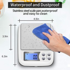 KUBEI Food Scale USB Rechargeable Digital Kitchen Scale, 3kg0.1g Weight Grams and oz for Cooking Baking Jewellery Scale