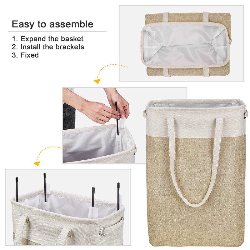 Laundry Hampers 15.2Lx7.5Wx23H Small&Tall Slim Fabric Laundry Baskets Thin Narrow