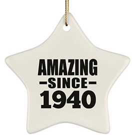Designsify Christmas Tree Ornaments - Xmas Decorations Gifts - 84th Birthday Amazing Since 1940, Star Ornament - for Anniversary Thanksgiving Day Party, to Men Women Him Her Friend Mom Dad Wife