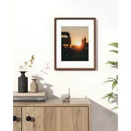 RICHFOCUS 11x14 Picture Frame USA-Sourced Natural Walnut Solid Wood Photo Frame Handcrafted Rounded Corner Wooden Frame with Real Glass Display Photos 8x10 with Mat or 11x14 Without Mat