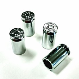 Chrome Bullet Casing Shape Valve Caps, Standard Fit, Set of 4