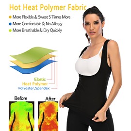 OKHOTY Sweat Vest for Women Waist Trainer Vest for Women Sauna Suit Sweat Shirt Tank Top Body Shaper