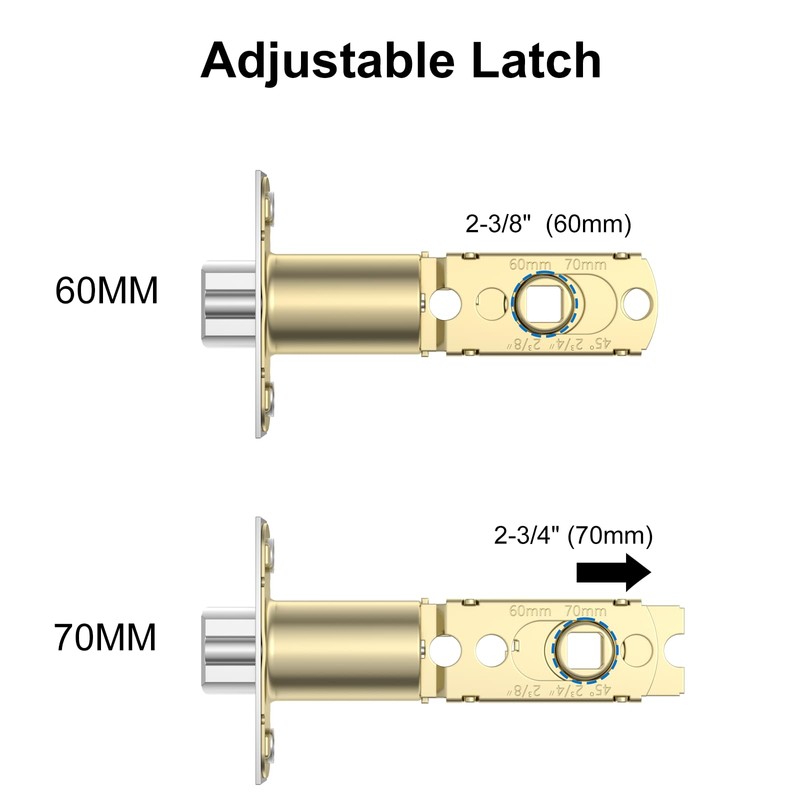 Foxgard Adjustable Deadlatch 2-3/8'' or 2-3/4'', Smart Door Knob Replacement
