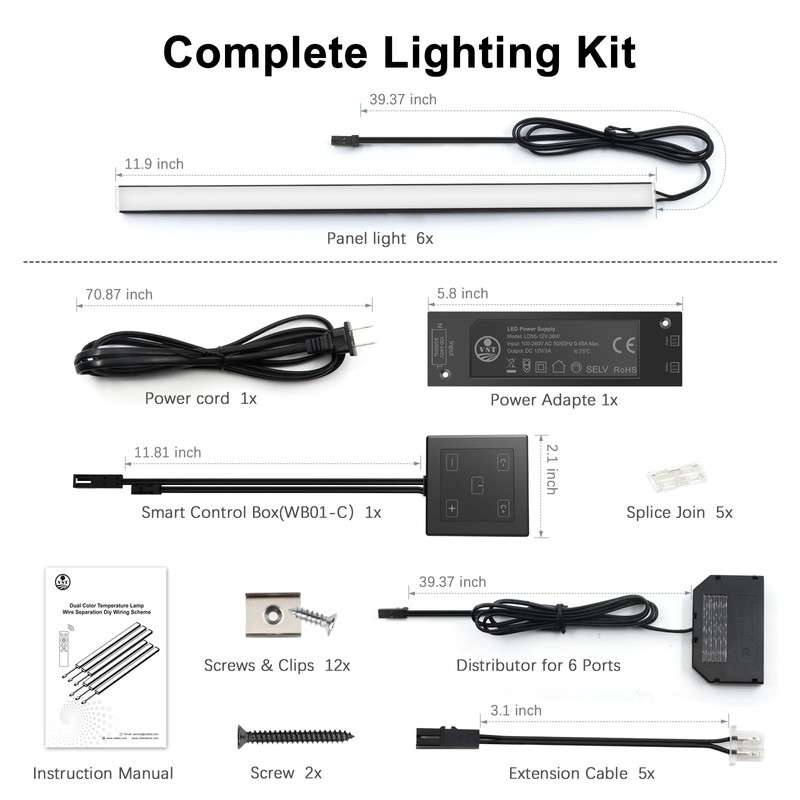 VST Under Cabinet Lighting 6 Pack, Touch Control LED Cabinet