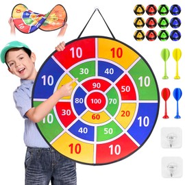 Children's Dartboard - Throwing Game Children, 29 Inch Double-Sided Dartboard Suit Children's Game with 12 Sticky Balls, 4 Darts, Indoor/Outdoor Sports Fun Party Game, for 3 4 5 6 7 8 9-12 Years Boys