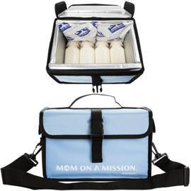 Milk Cubby Breast Milk Cooler Travel Bag, Safe Temperature Portable Breast Milk Cooler Bag with Ice Packs, Insulated Breast Milk Chiller, Extreme Temp Breastmilk Storage Cooler (Light Blue)