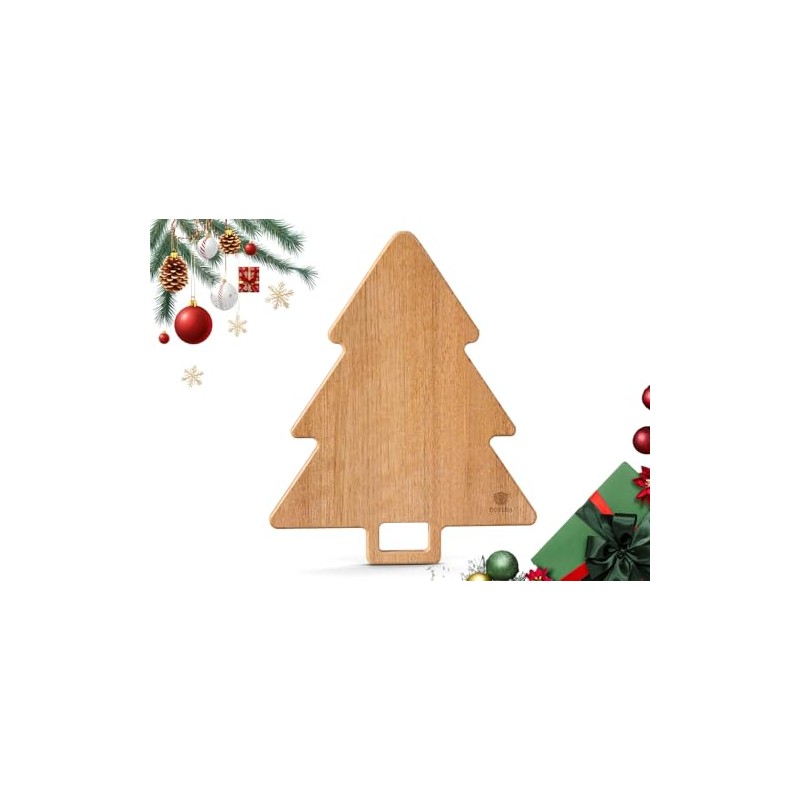 Christmas Charcuterie Board, Acacia Wood Christmas Tree Cutting Board with