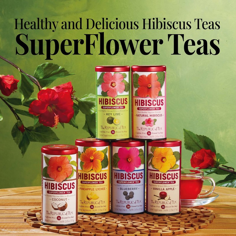 The Republic of Tea, Hibiscus Blueberry Superflower Herbal Tea, 36