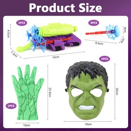 Hullk Web Shooters Toy for Kids, Avengerrs Launcher Gloves Mask Launcher Wrist Toys Set Children's Cosplay Glove Launcher Gloves for Costume Cosplay Funny Children's Educational Toy for Boys Gift