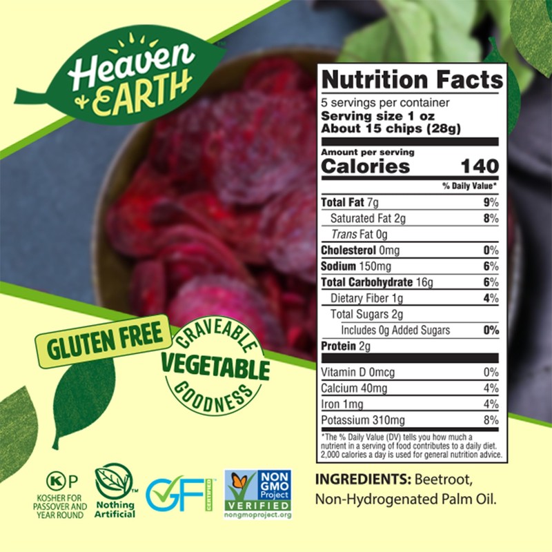 Heaven & Earth Beet Chips, 5oz (2 Pack) Gluten Free
