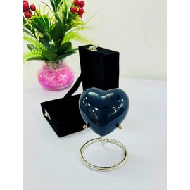 Small Cremation Keepsake Urn For Token Pet & Human Ashes Mini Heart Shape Funeral Memorial Urn With Box & Stand