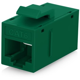 Everest RJ45 CAT6 Keystone Coupler in Green (6-Pack) - RJ45 Coupler for Ethernet, Cat6 Keystone Jacks