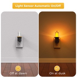 L LOHAS LED Night Light, 2Pack Transparent Candle Night Lights Plug into Wall, Amber Nightlight with Light Sensor, Flameless Fake Candles, 0-100LM Dimmable Decorative Nightlights for Hallway Bedroom
