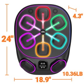 OurStarry Large Size Smart Music Boxing Machine for Adults and Kids, Training Machine with LED Electronic Wall Mounted, Home Indoor Workout Equipment with Premium Boxing Gloves (Black 10)