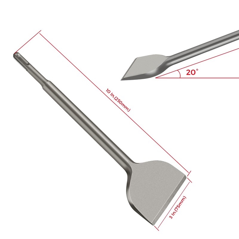 SDS Plus Chisel, 3-inch Wide Cranked Angled Bent Tile Removal
