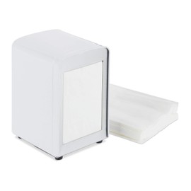 Relaxdays Napkin Dispenser Retro Metal Small Napkin Holder for Ice Cream Parlor, Café, Bistro, HBT: 15 x 9.5 x 11, White
