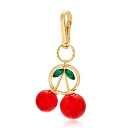 ENSKEFEN Cute Red Cherry Keychain for Women Gold Bag Charm Purse Charms Fashion Keychain Accessories