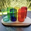 MexHandcraft Rainbow Colored 14 oz Drinking Glasses (set of 6),