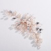 Lenjicons Wedding Rhinestone Pearls Hair Comb Handmade Flower Pearls Headpiece