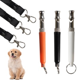 3 PCS Dog Whistle to Stop Barking Neighbors Dog, Adjustable Ultrasonic Wave Silent Dog Whistle, with Lanyard, Small and Portable, Suitable for All Dog Breeds (Black+White+Orange)
