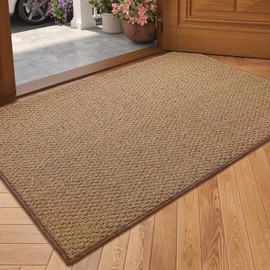 Color&Geometry Large Double Door Mat, 24"x43" Non Slip Front Door Mat Indoor Entrance, Dirt Trapper Washable Indoor Outdoor Rugs Entry Rugs for Inside House, Brown (Rolled-up NO Creases)