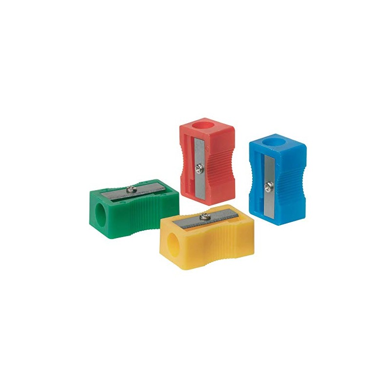 Q-Connect Plastic Pencil Sharpener Single Hole Assorted (Pack of 10)