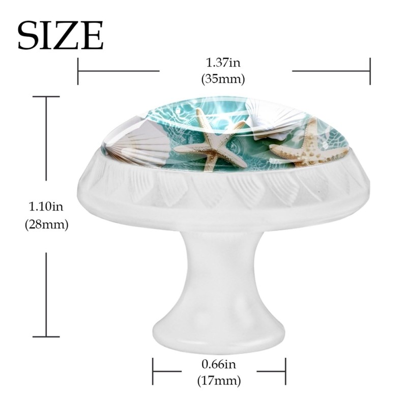 NEWzone 4 Pack Drawer Knobs Beach Starfishes Shell Cabinet Knobs