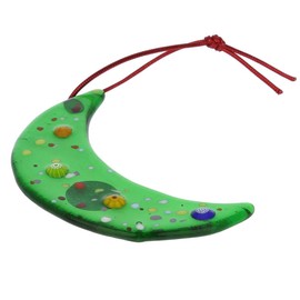 GlassOfVenice Murano Glass Moon Christmas Ornament - Green