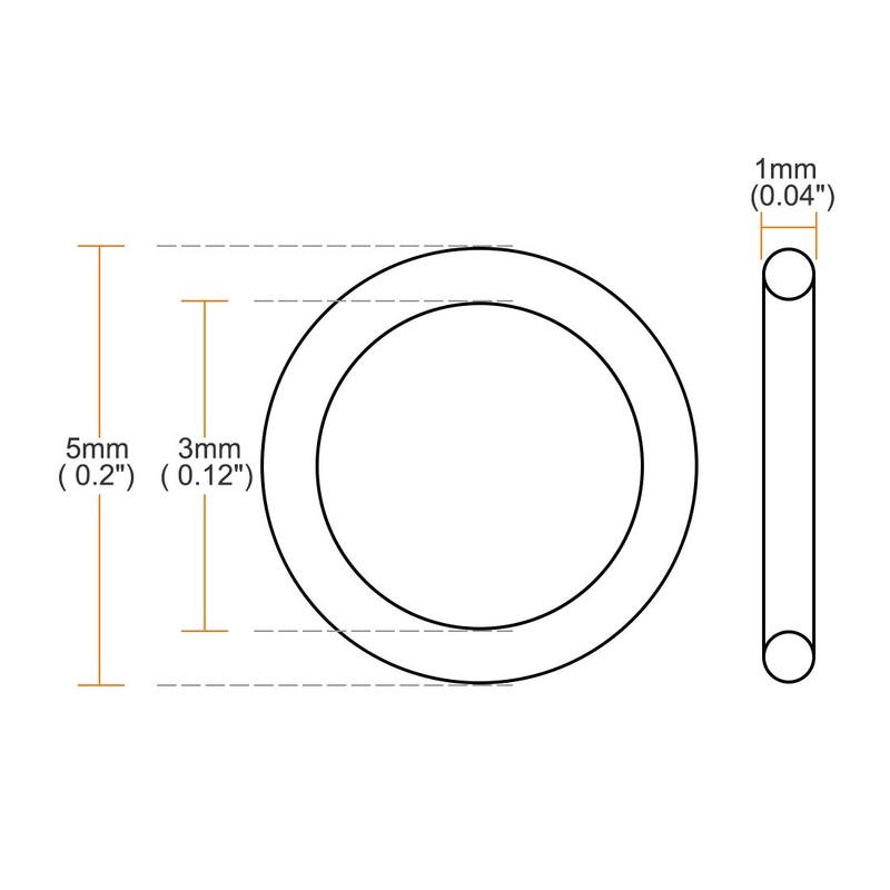 sourcing map Fluorine Rubber O Rings, 5mm OD, 3mm Inner