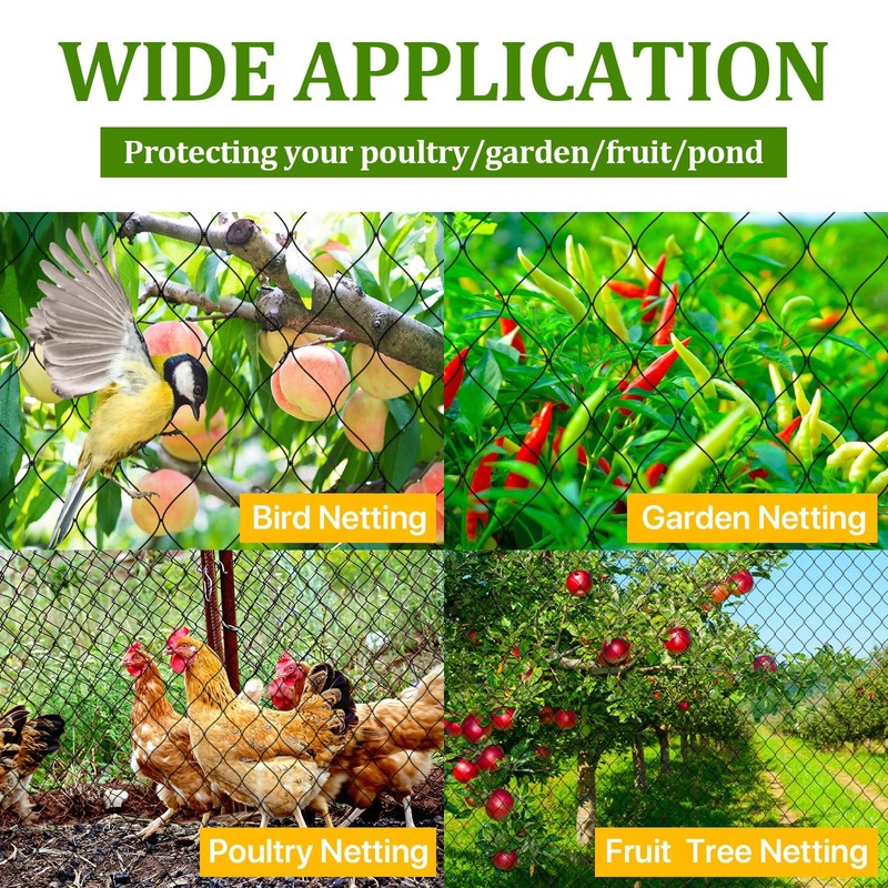 Bird Netting for Chicken Coop - 50x50ft Chicken Netting for