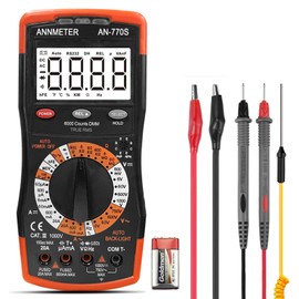 AIOMEST Digital Multimeter, 770S Voltage Meter, Measures AC/DC Volt Current Resistance Continuity Diodes Capacitor Transistor hFE with Alligator Clip Backlight